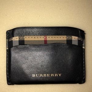 Burberry Horseferry Black Leather Card Holder